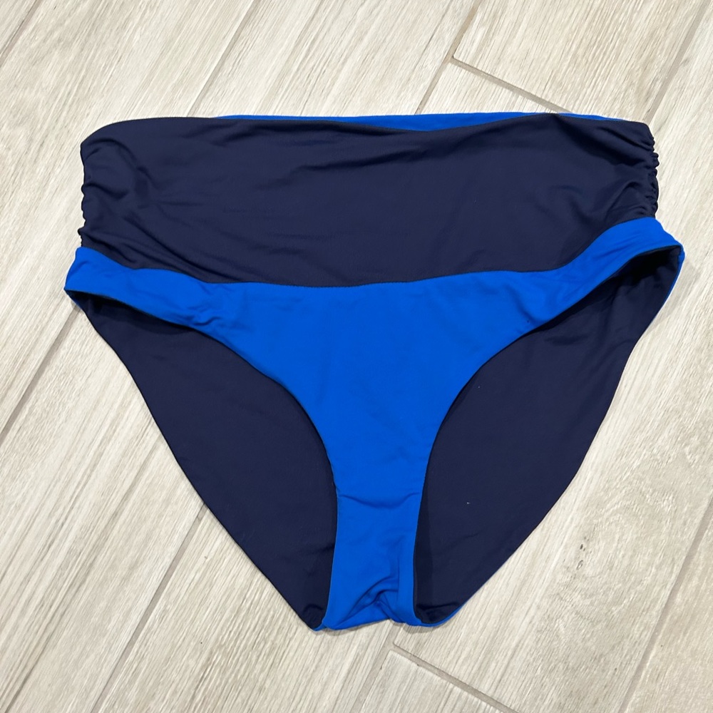 BCBGMaxazria bright blue on navy blue bikini bottom- size large